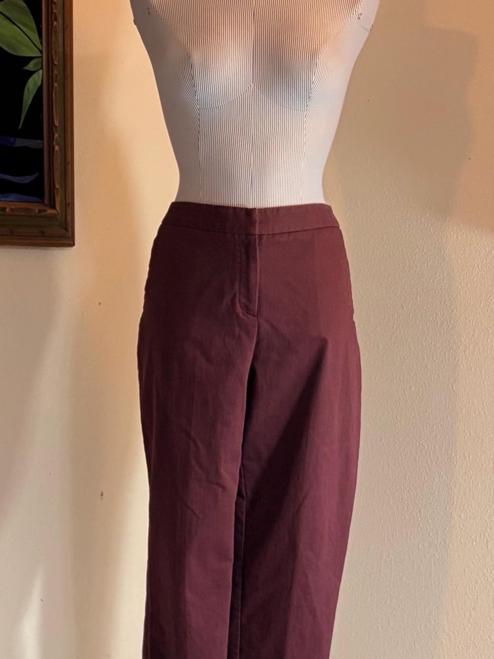 attention Tapered-Leg Pants in Burgundy